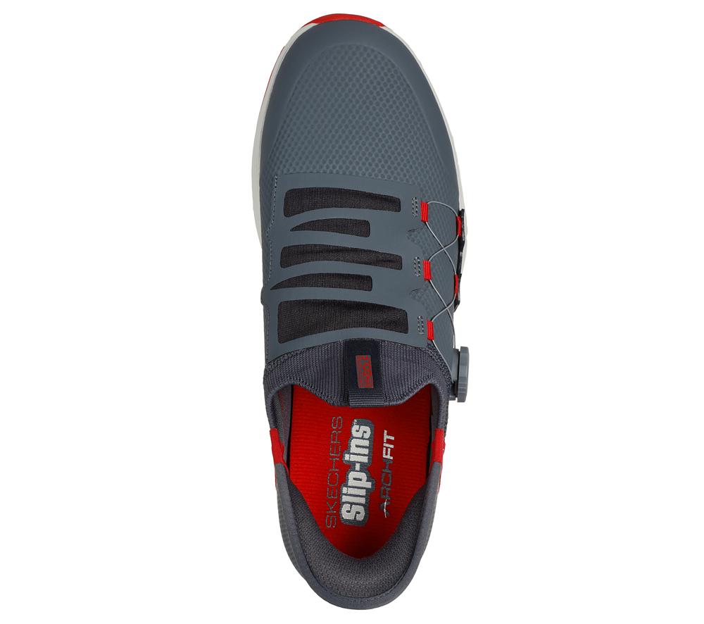Men Skechers Slip-ins: GO GOLF Elite Vortex Slip On Shoes Charcoal / Red  USA |  6918-AUDNJ