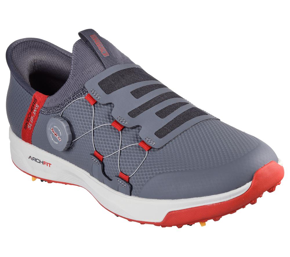Men Skechers Slip-ins: GO GOLF Elite Vortex Slip On Shoes Charcoal / Red  USA |  6918-AUDNJ