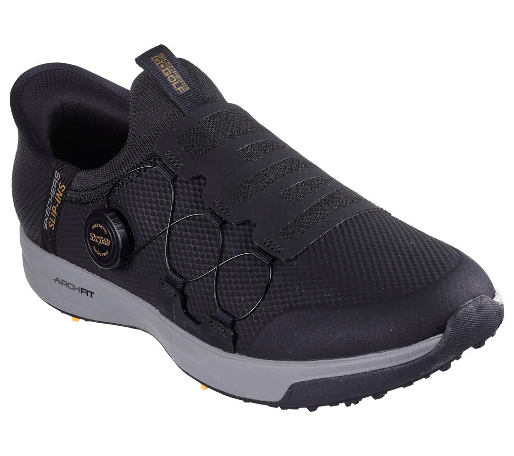 Men Skechers Slip-ins: GO GOLF Elite Vortex Slip On Shoes Black / Grey  USA |  7812-XVFNT