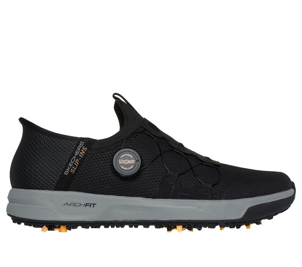 Men Skechers Slip-ins: GO GOLF Elite Vortex Slip On Shoes Black / Grey  USA |  7812-XVFNT