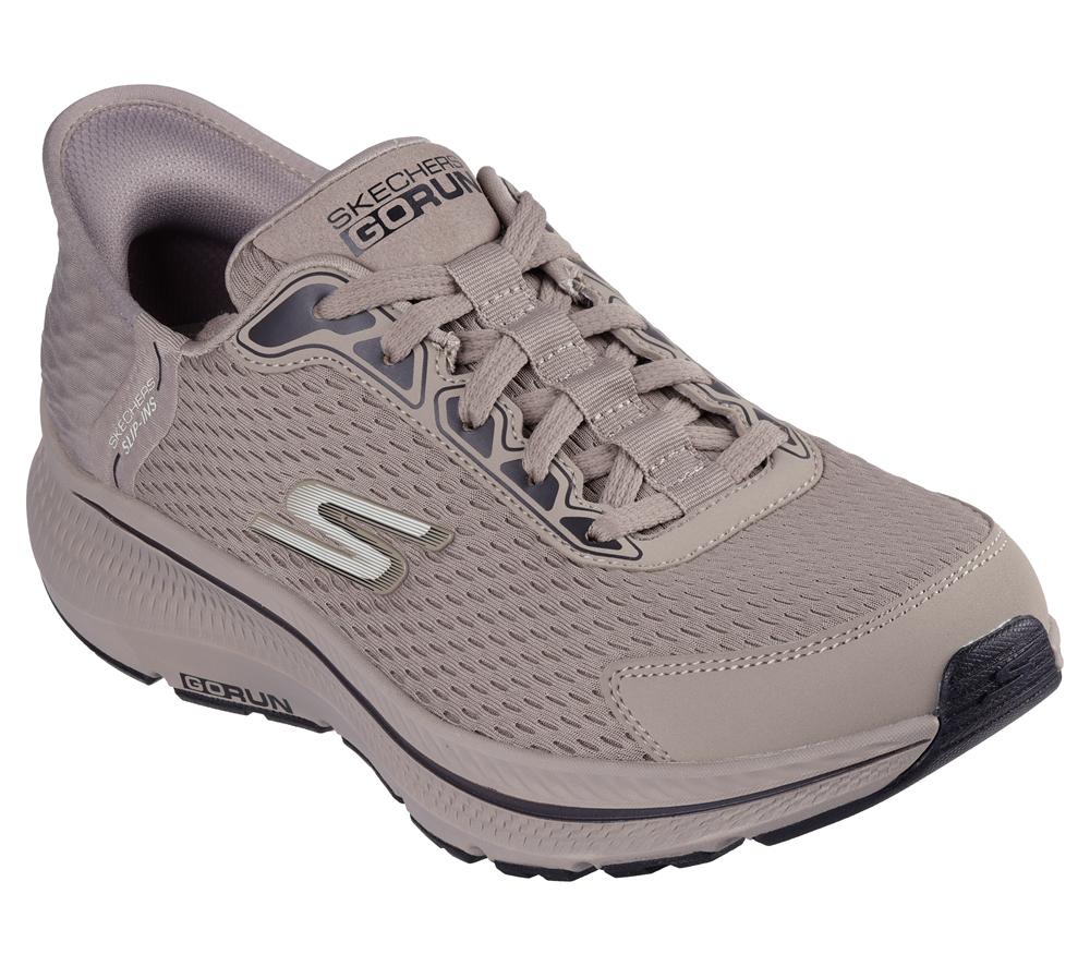 Men Skechers Slip-ins: GO RUN Consistent - Empowered Slip On Shoes Natural White  USA |  8570-KMNSB