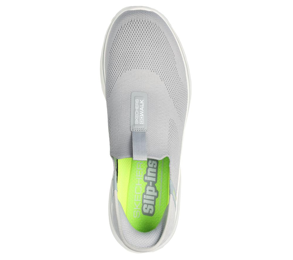 Men Skechers Slip-ins: GO WALK 7 - Easy On 2 Sneakers Grey / Yellow  USA |  3710-XKJBO