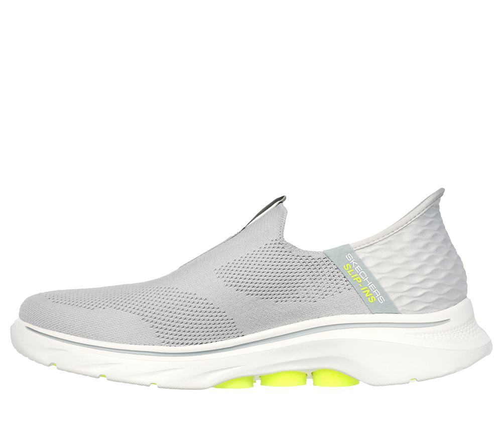 Men Skechers Slip-ins: GO WALK 7 - Easy On 2 Sneakers Grey / Yellow  USA |  3710-XKJBO