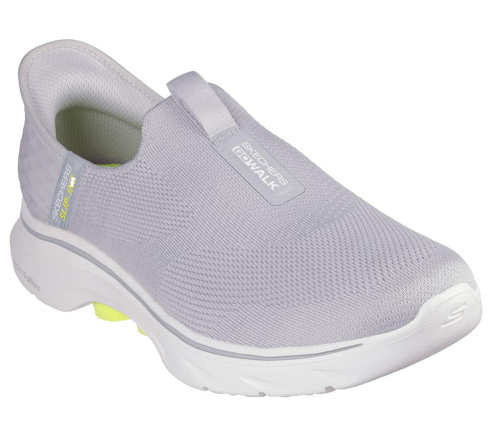 Men Skechers Slip-ins: GO WALK 7 - Easy On 2 Sneakers Grey / Yellow  USA |  3710-XKJBO