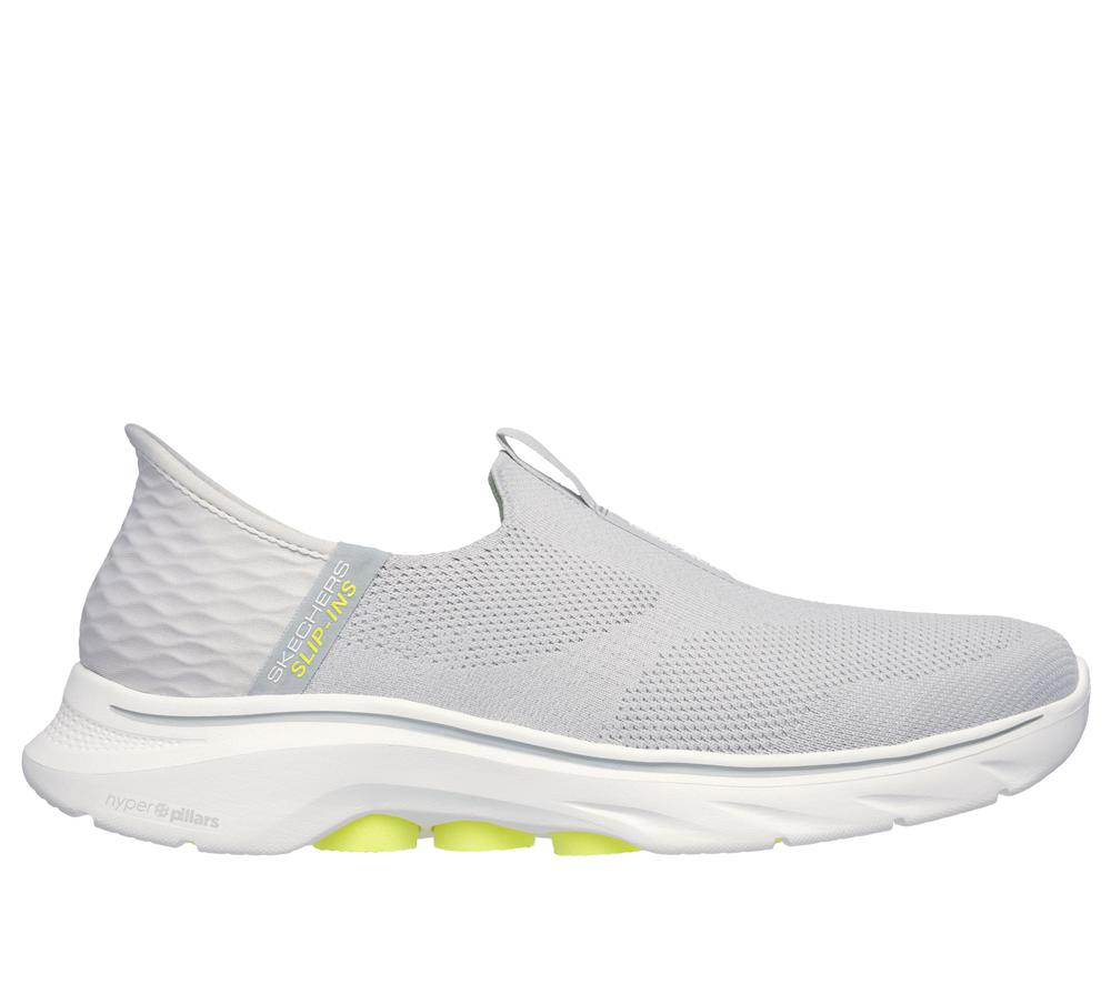 Men Skechers Slip-ins: GO WALK 7 - Easy On 2 Sneakers Grey / Yellow  USA |  3710-XKJBO