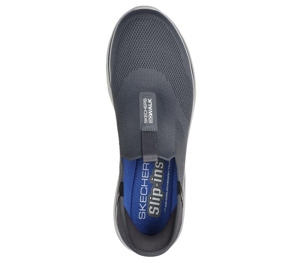 Men Skechers Slip-ins: GO WALK 7 - Easy On 2 Sneakers Charcoal / Blue  USA |  3205-RSGAD