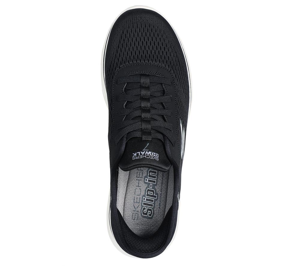 Men Skechers Slip-ins: GO WALK 7 - Free Hand 2 Slip On Shoes Black / White  USA |  5417-XYFJG