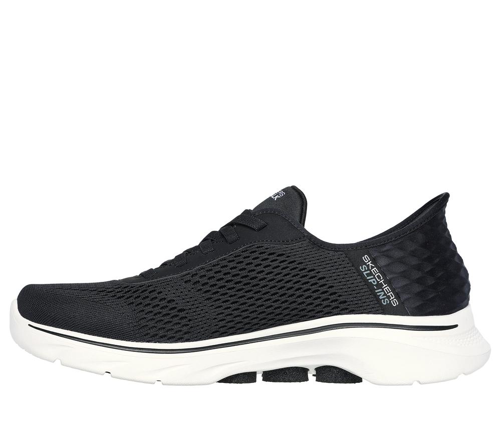 Men Skechers Slip-ins: GO WALK 7 - Free Hand 2 Slip On Shoes Black / White  USA |  5417-XYFJG