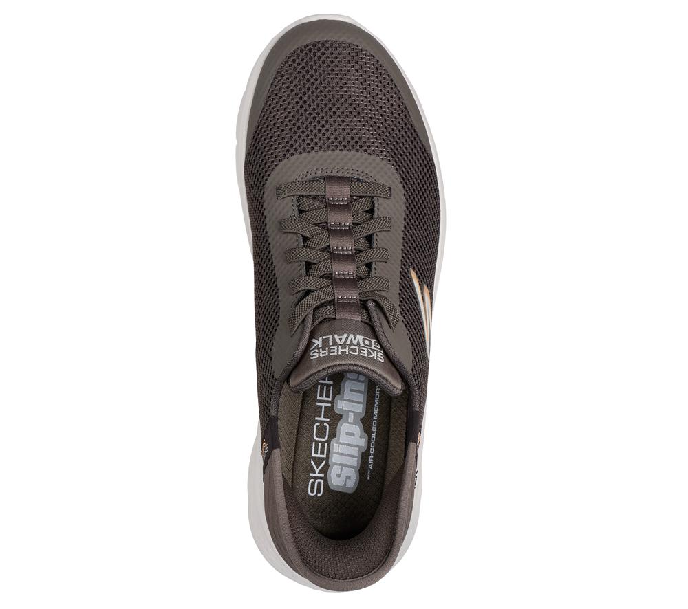 Men Skechers Slip-ins: GO WALK Flex - Hands Up Slip On Shoes Brown  USA |  2459-INLSP