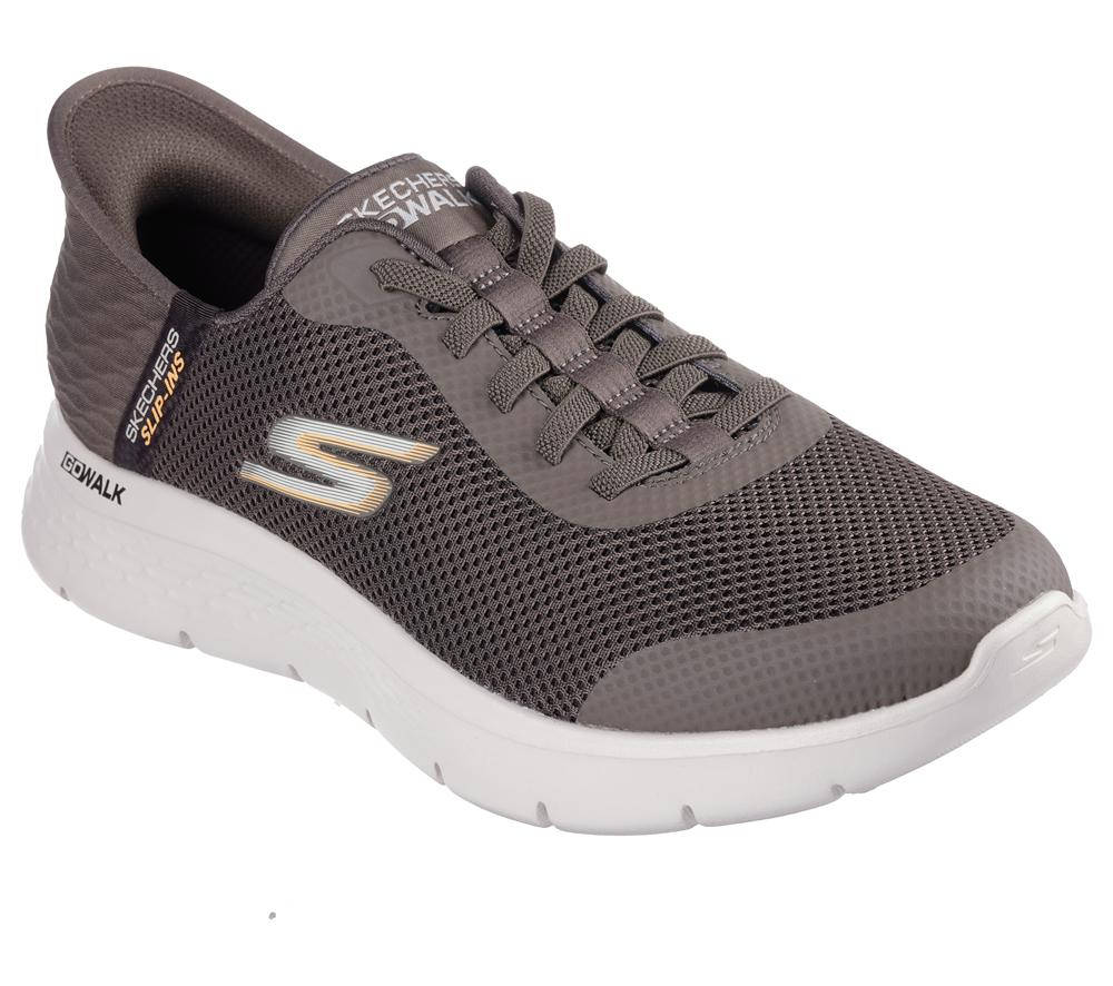 Men Skechers Slip-ins: GO WALK Flex - Hands Up Slip On Shoes Brown  USA |  2459-INLSP