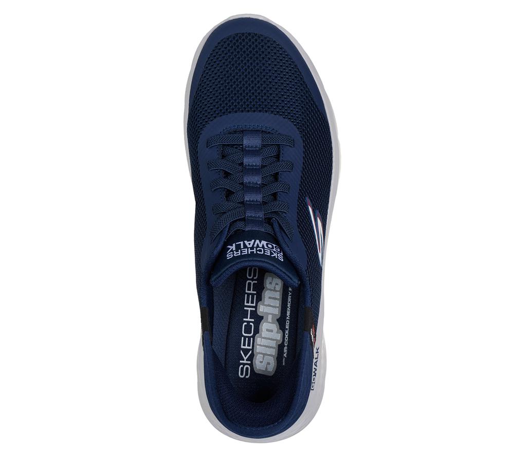 Men Skechers Slip-ins: GO WALK Flex - Hands Up Hands Free Slip Ins Navy  USA |  3476-RSLXT