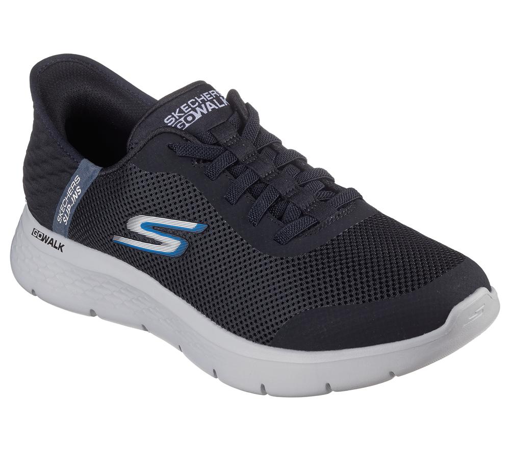 Men Skechers Slip-ins: GO WALK Flex - Hands Up Hands Free Slip Ins Black / Grey  USA |  2093-TAJXS
