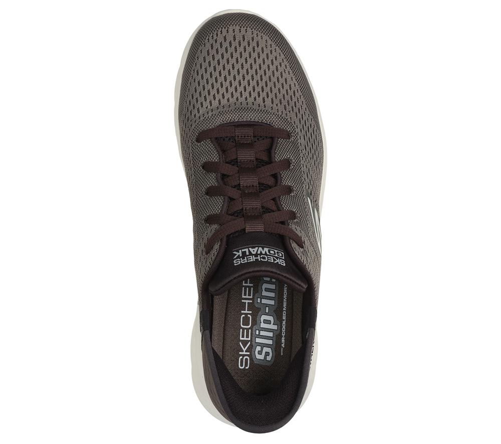 Men Skechers Slip-ins: GO WALK Flex - New World Hands Free Slip Ins Brown  USA |  3496-WOINC