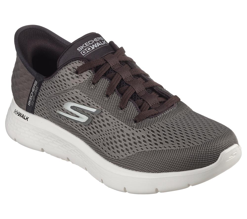 Men Skechers Slip-ins: GO WALK Flex - New World Hands Free Slip Ins Brown  USA |  3496-WOINC