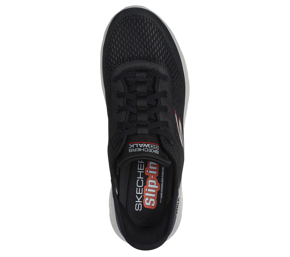 Men Skechers Slip-ins: GO WALK Flex - New World Hands Free Slip Ins Black / Orange  USA |  4893-HWMUS
