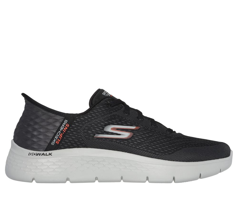 Men Skechers Slip-ins: GO WALK Flex - New World Hands Free Slip Ins Black / Orange  USA |  4893-HWMUS