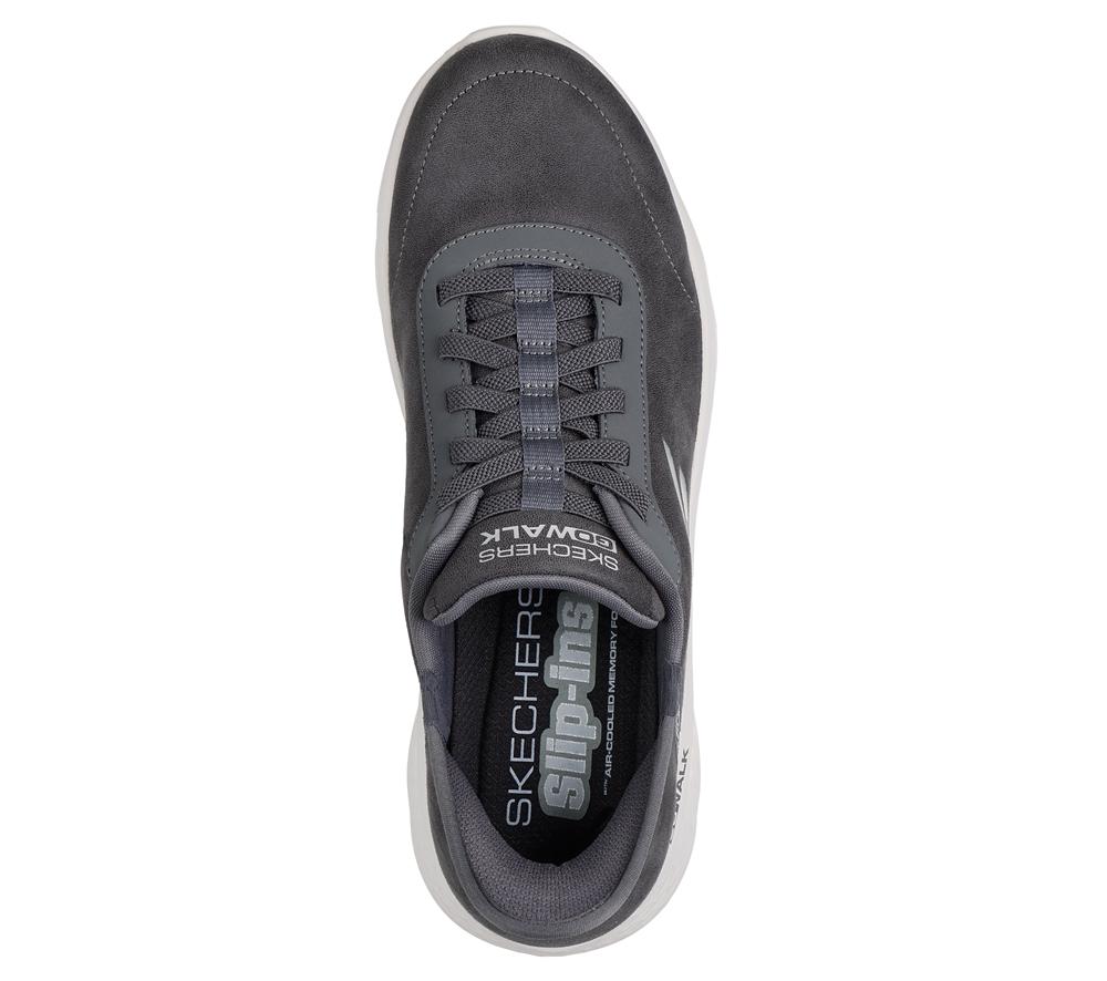 Men Skechers Slip-ins: GO WALK Flex - Smooth Motion Hands Free Slip Ins Grey  USA |  2574-RHTFV