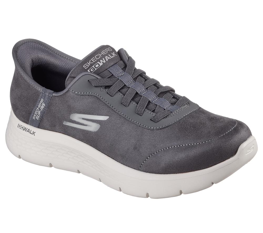 Men Skechers Slip-ins: GO WALK Flex - Smooth Motion Hands Free Slip Ins Grey  USA |  2574-RHTFV