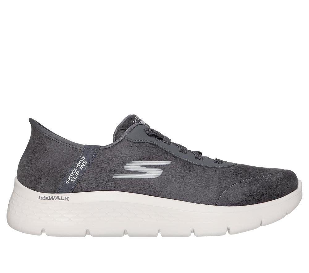 Men Skechers Slip-ins: GO WALK Flex - Smooth Motion Hands Free Slip Ins Grey  USA |  2574-RHTFV