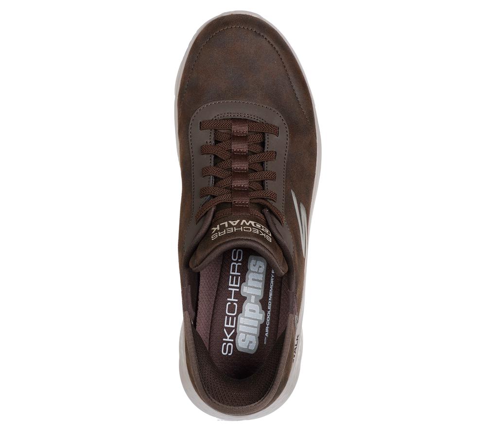 Men Skechers Slip-ins: GO WALK Flex - Smooth Motion Hands Free Slip Ins Brown  USA |  3957-AFWUX