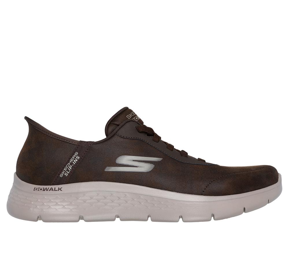 Men Skechers Slip-ins: GO WALK Flex - Smooth Motion Hands Free Slip Ins Brown  USA |  3957-AFWUX