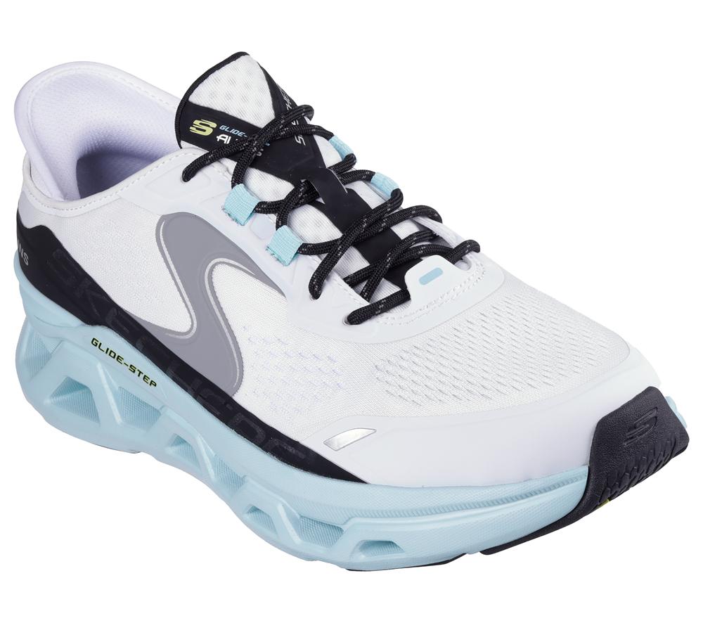Men Skechers Slip-ins: Glide-Step Altus Slip On Shoes White / Blue  USA |  7568-HRSWB