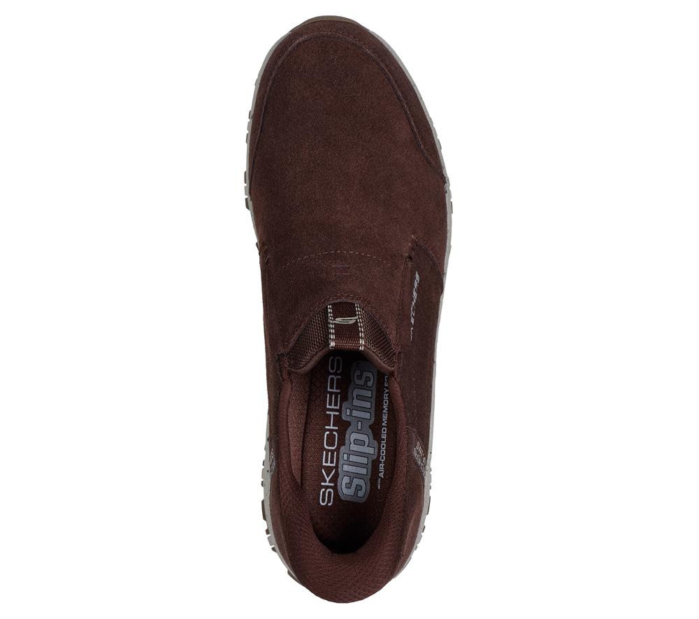 Men Skechers Slip-ins: Hillcrest - Cedar Root Slip On Shoes Brown  USA |  2473-NDIBC