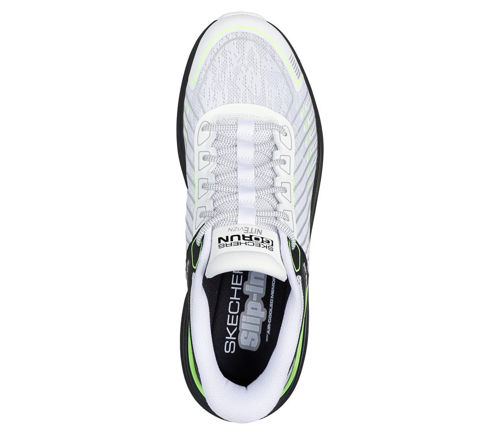 Men Skechers Slip-ins: Max Cushioning Suspension Slip On Shoes White / Black  USA |  1728-KOXBZ