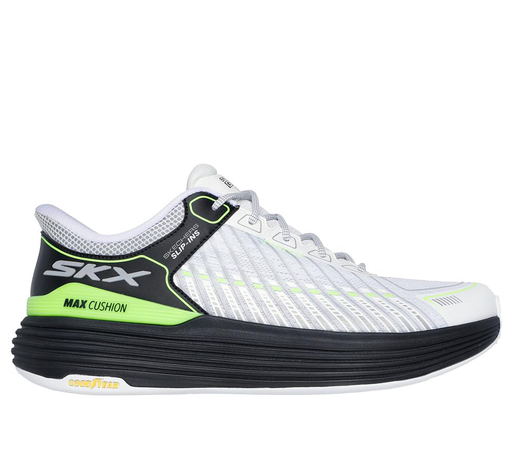 Men Skechers Slip-ins: Max Cushioning Suspension Slip On Shoes White / Black  USA |  1728-KOXBZ