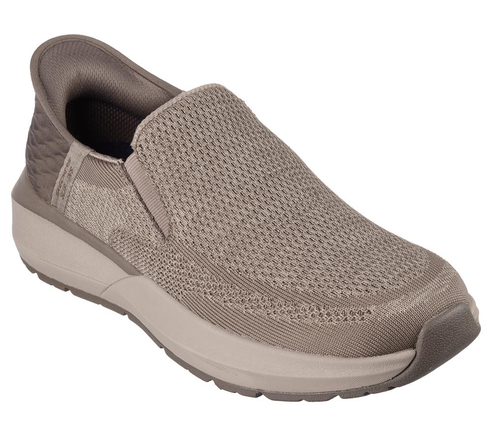 Men Skechers Slip-ins: Neville - Rovelo Slip On Shoes Taupe Brown  USA |  7415-CLEUK