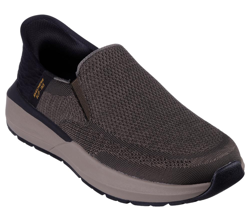Men Skechers Slip-ins: Neville - Rovelo Slip On Shoes Olive / Black  USA |  6347-HYPFA