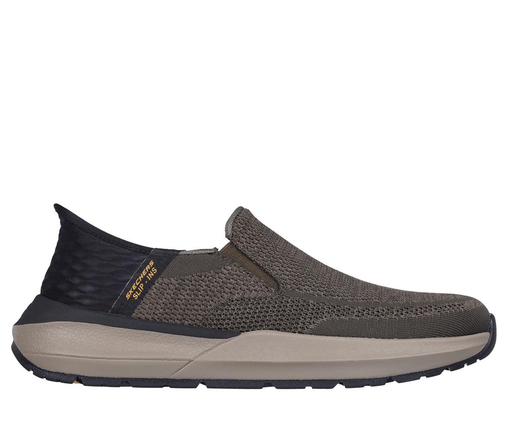 Men Skechers Slip-ins: Neville - Rovelo Slip On Shoes Olive / Black  USA |  6347-HYPFA