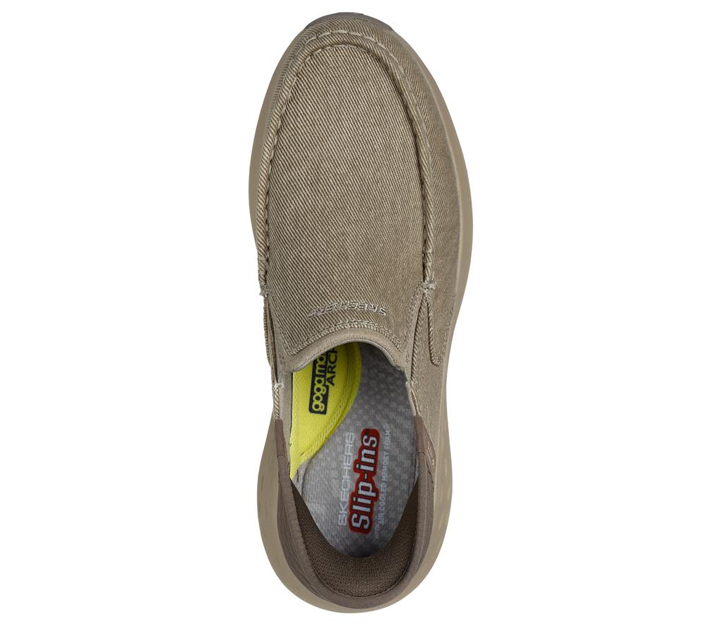 Men Skechers Slip-ins: Parson - Dewitt Boat Shoes Taupe Brown  USA |  4753-ISKAR