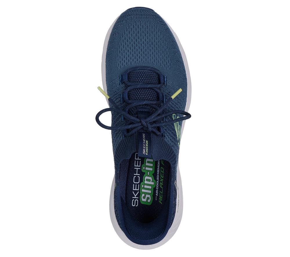 Men Skechers Slip-ins RF: Edgeride - Raygo Slip On Shoes Navy / Lime  USA |  1493-SCFRP