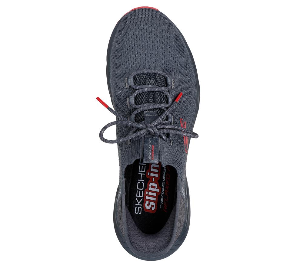 Men Skechers Slip-ins RF: Edgeride - Raygo Slip On Shoes Charcoal / Red  USA |  1863-OJWKR