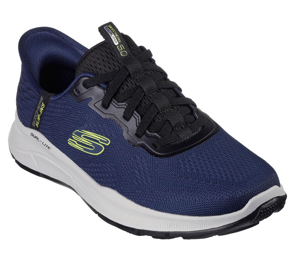 Men Skechers Slip-ins RF: Equalizer 5.0 - Standpoint Hands Free Slip Ins Navy / Lime  USA |  4876-EQZSO