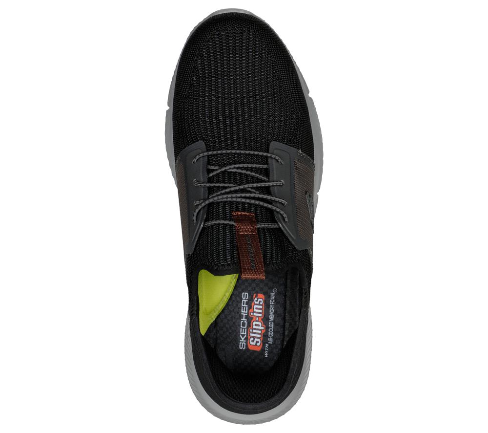 Men Skechers Slip-ins RF: Ingram - Brackett Slip On Shoes Black / Grey  USA |  1392-RAHXW
