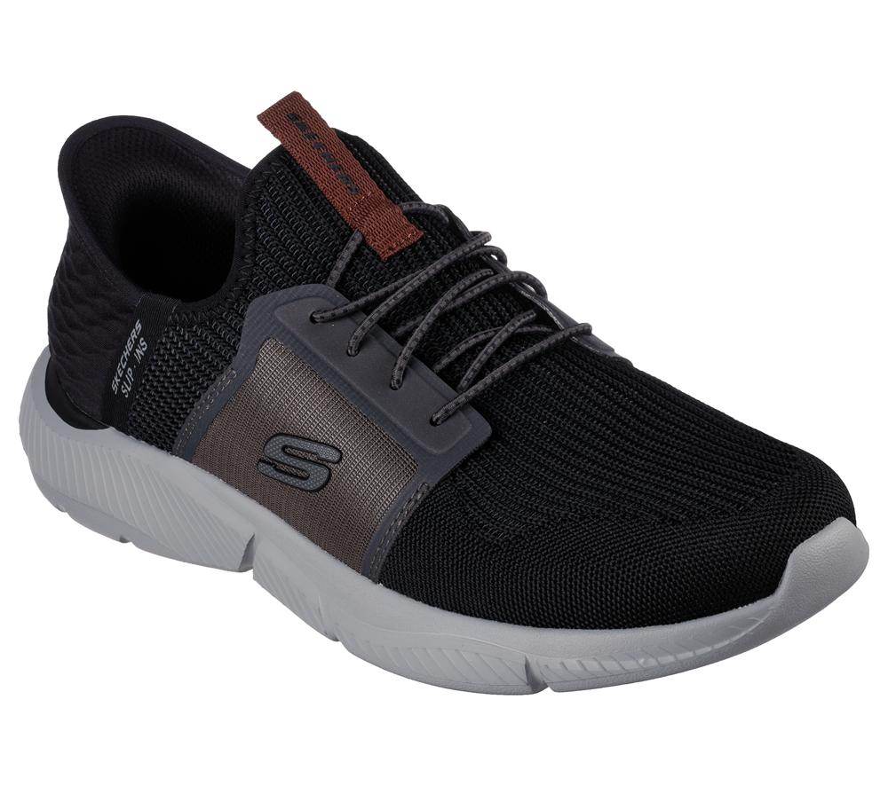 Men Skechers Slip-ins RF: Ingram - Brackett Slip On Shoes Black / Grey  USA |  1392-RAHXW