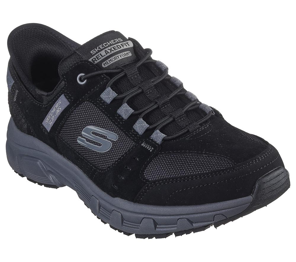 Men Skechers Slip-ins RF: Oak Canyon Slip On Shoes Black / Charcoal  USA |  6901-BCSNA