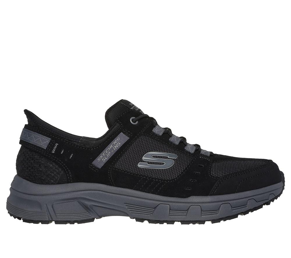 Men Skechers Slip-ins RF: Oak Canyon Slip On Shoes Black / Charcoal  USA |  6901-BCSNA