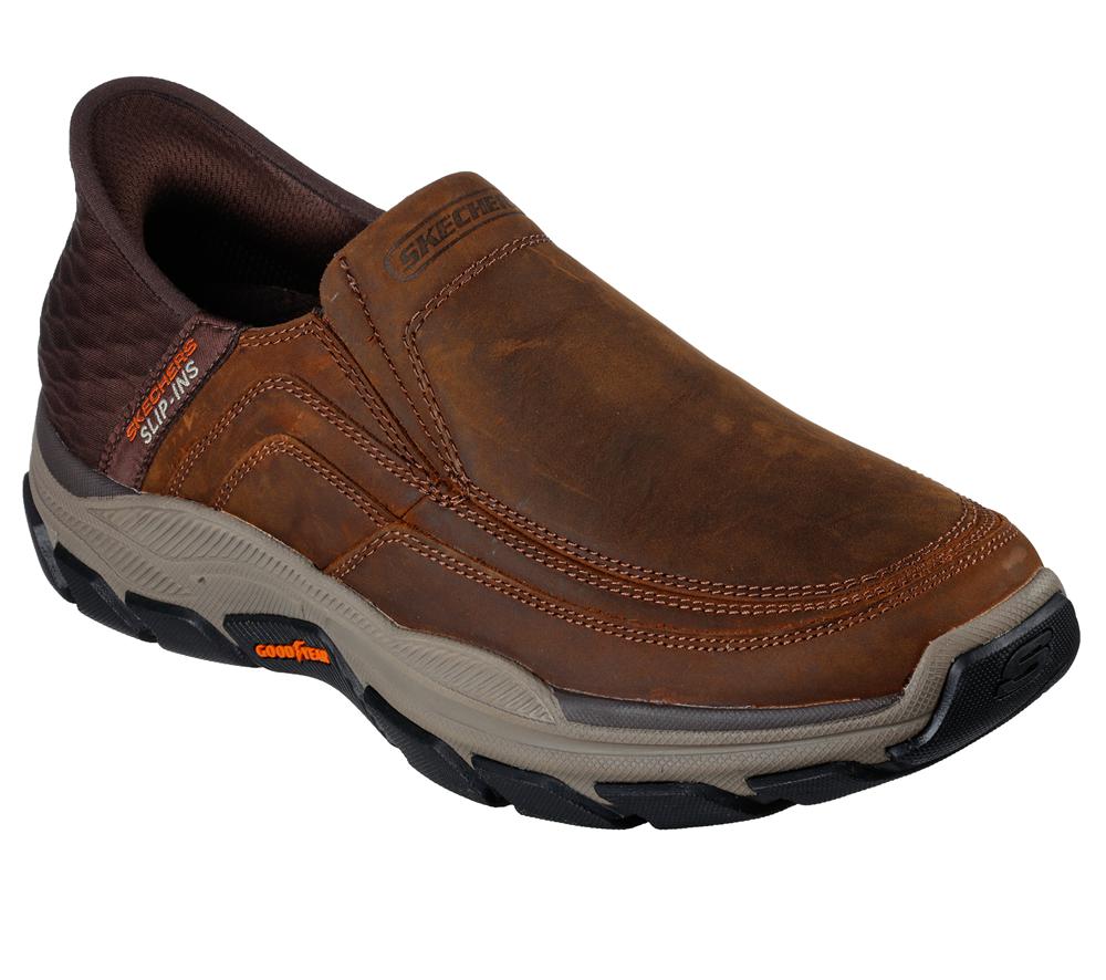 Men Skechers Slip-ins RF: Respected - Elgin Slip On Shoes Brown  USA |  7109-OTUFR