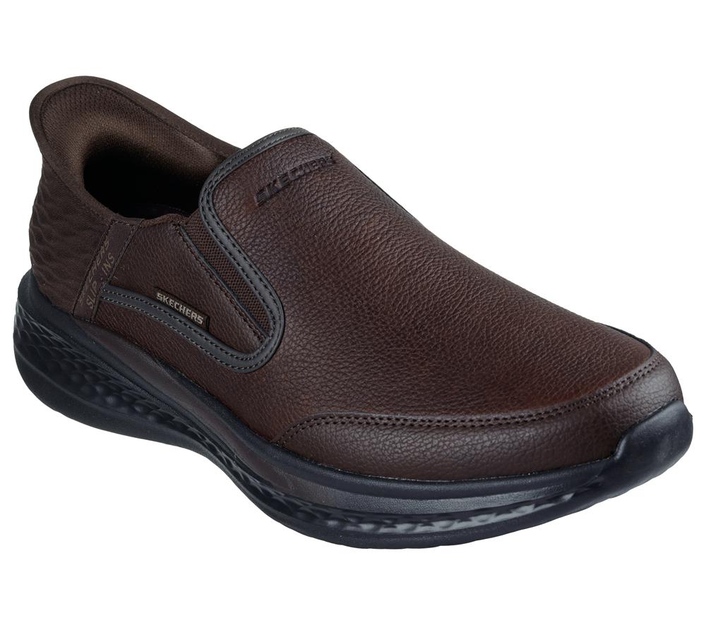 Men Skechers Slip-ins Relaxed Fit: Slade - Cooper Smart Shoes Red / Brown  USA |  4263-DQTLM