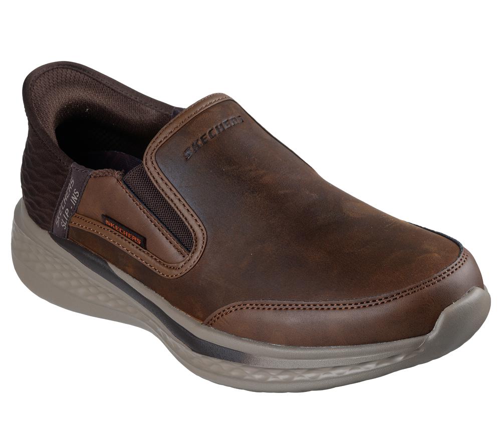 Men Skechers Slip-ins Relaxed Fit: Slade - Cooper Smart Shoes Brown  USA |  5097-HXDSN