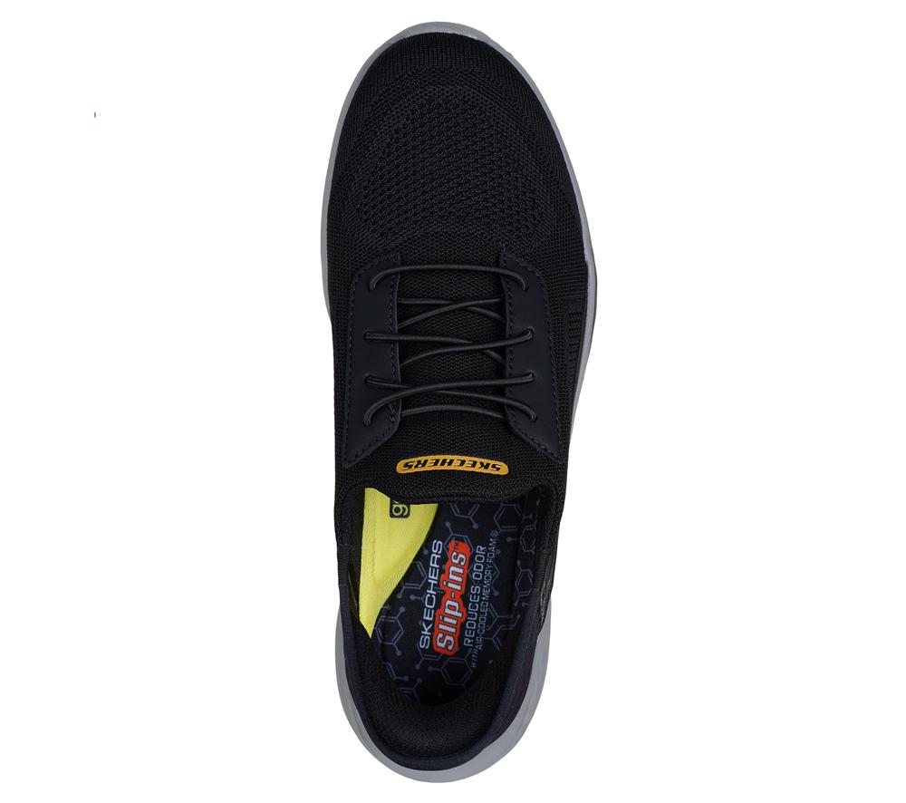 Men Skechers Slip-ins Relaxed Fit: Slade - Cohen Slip On Shoes Black  USA |  4685-URIYT