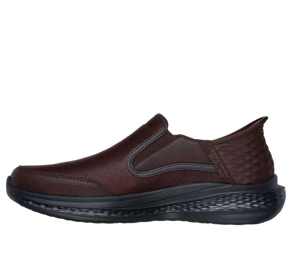 Men Skechers Slip-ins Relaxed Fit: Slade - Cooper Hands Free Slip Ins Red / Brown  USA |  3205-SNDYU