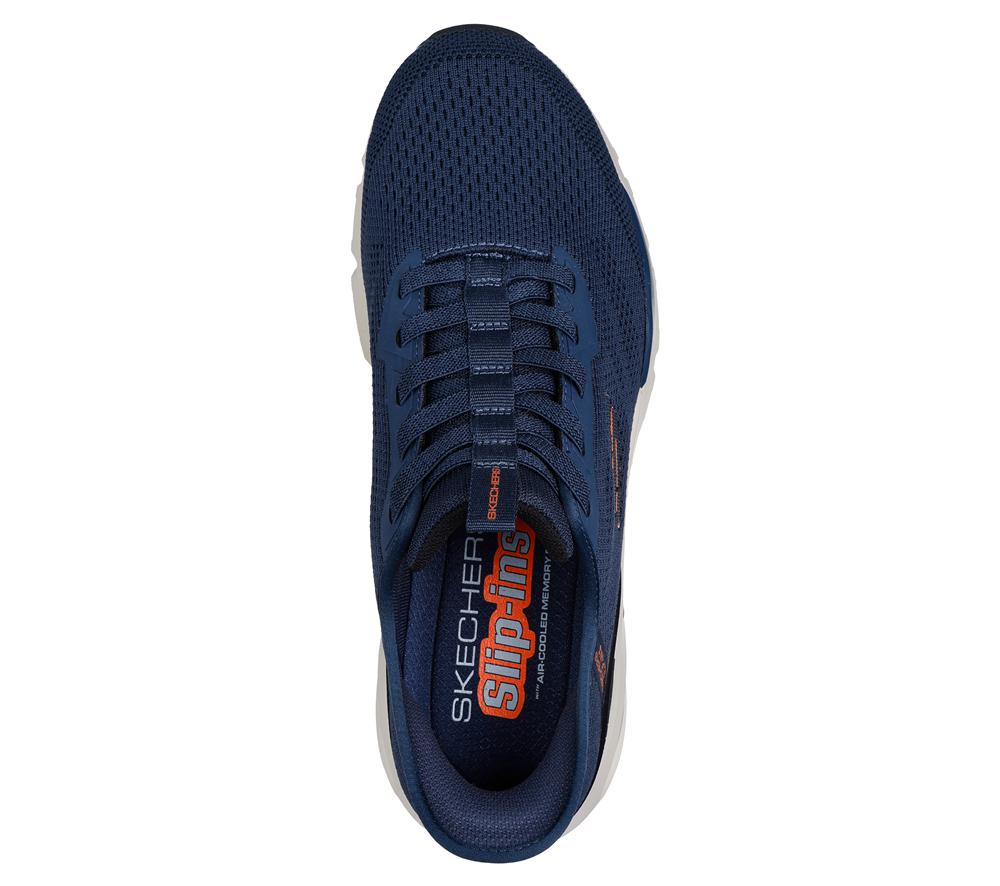 Men Skechers Slip-ins: Skech-Air Ventura - Vanderway Hands Free Slip Ins Navy / Orange  USA |  7620-CDVFS