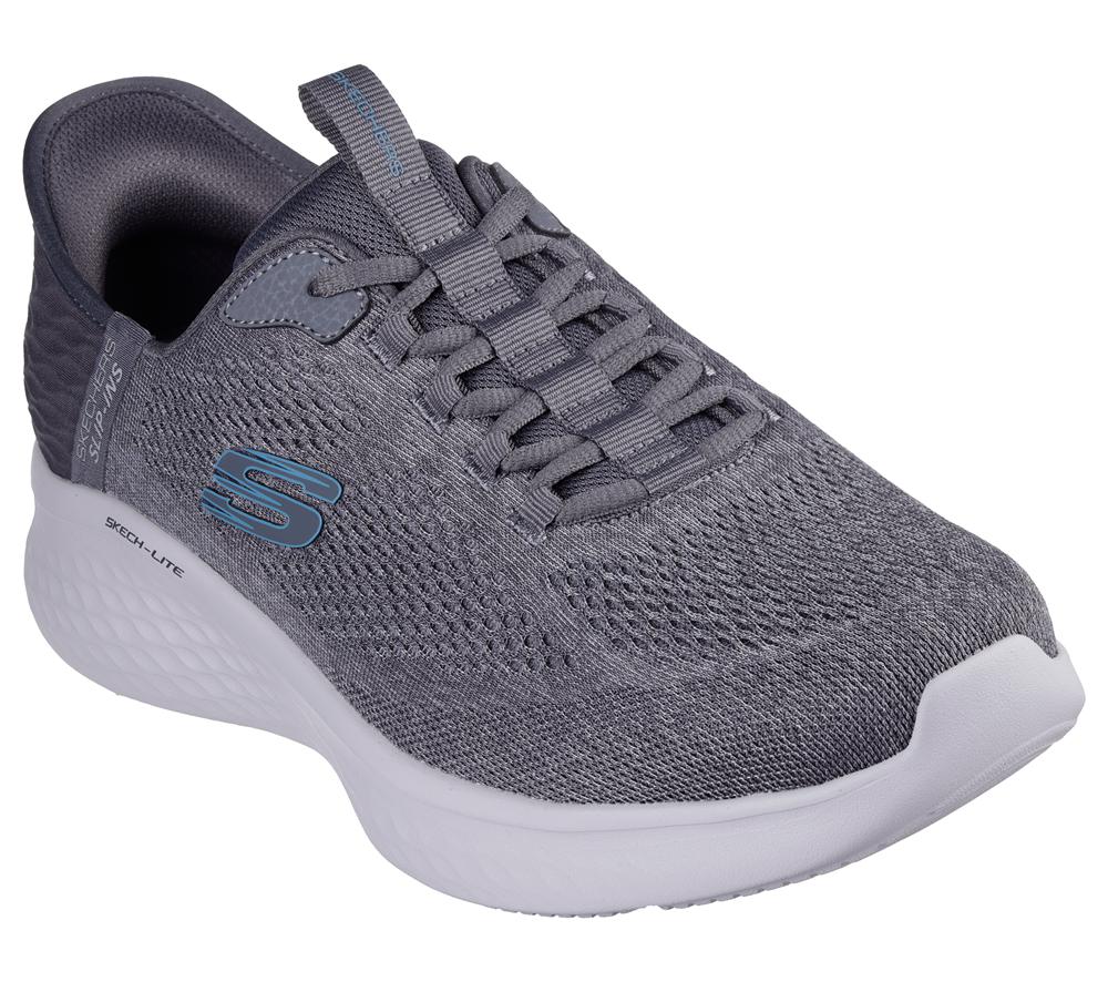 Men Skechers Slip-ins: Skech-Lite Pro - Primebase Slip On Shoes Charcoal / Blue  USA |  7961-ZGHWJ