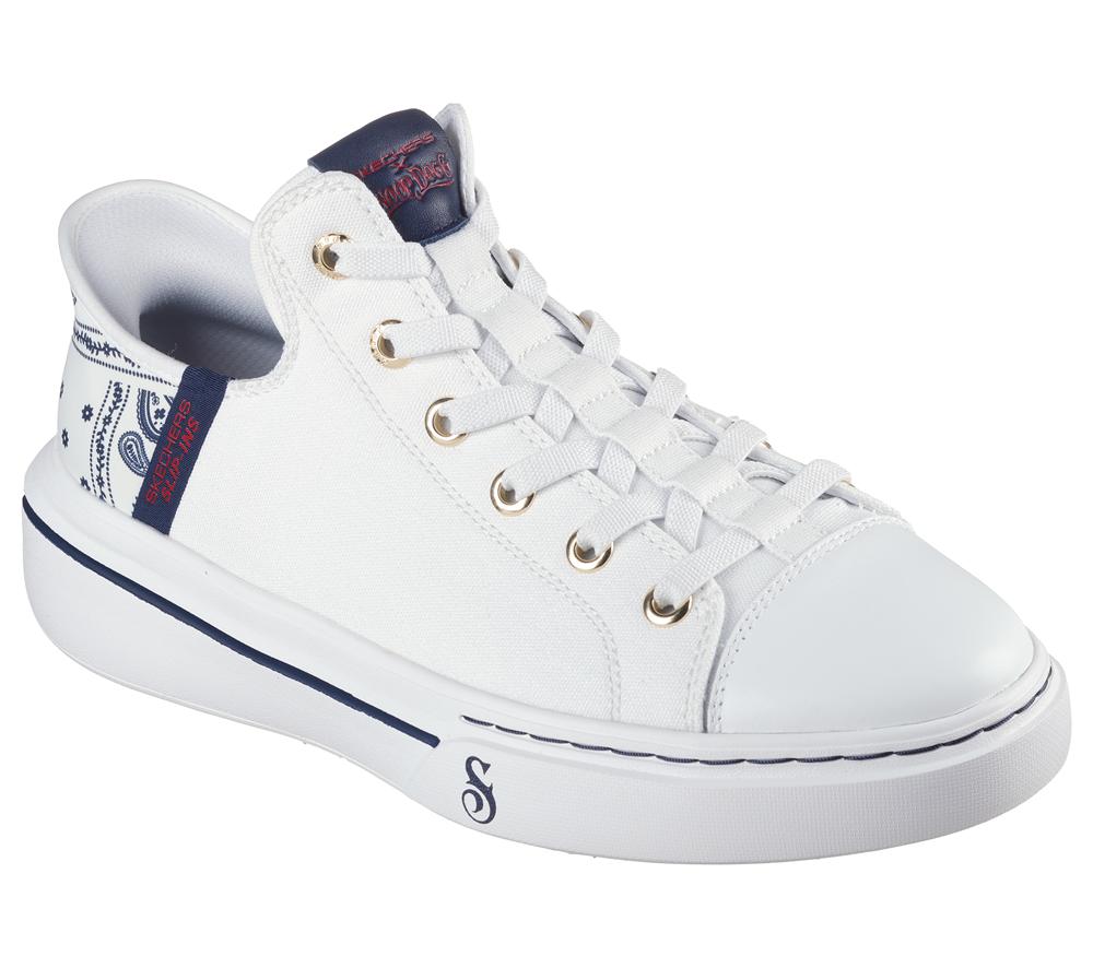 Men Skechers Slip-ins: Snoop One - OG Canvas Hands Free Slip Ins White / Navy  USA |  0321-PADCN