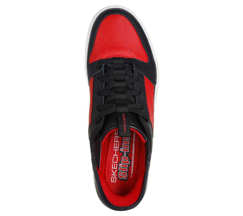 Men Skechers Slip-ins: Sport Court 92 - Distown Slip On Shoes Black / Red  USA |  2563-PNHWR