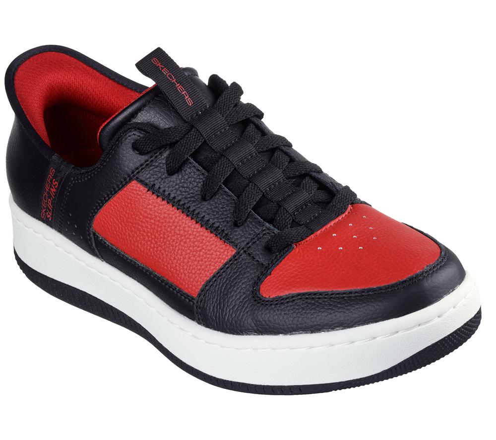 Men Skechers Slip-ins: Sport Court 92 - Distown Slip On Shoes Black / Red  USA |  2563-PNHWR
